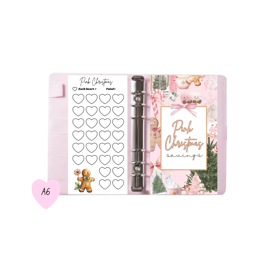 New A6 Pink Christmas Savings Binder Set