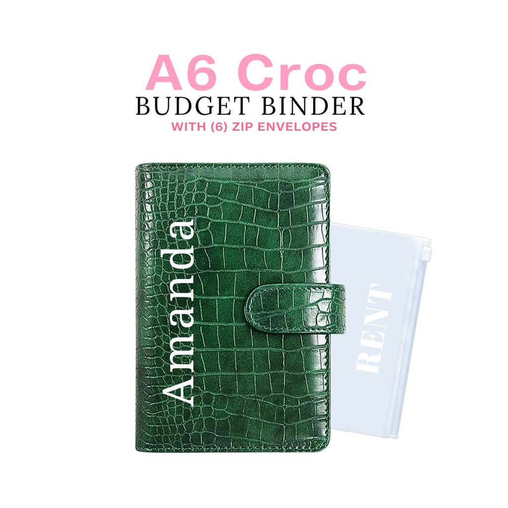 A6 Croc Cash Budget Binder | Name on cover | cash stuffing