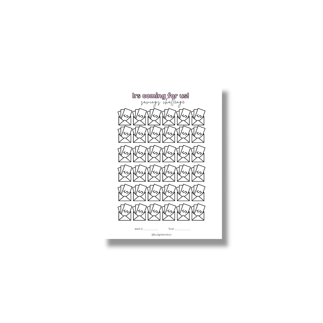 New- A5 Taxes Savings Challenge with envelope